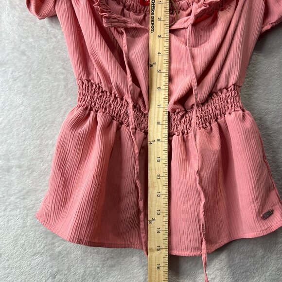 Guess Top Women's Small Off Shoulder Pink Peplum Summer Top - Picture 9 of 13
